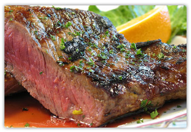 succulent rare steak entree